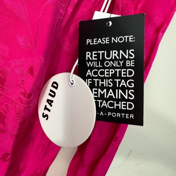 STAUD XS Alyssa Damask Tonal Floral Pocket Front Button Up Shirt in Peony - Picture 10 of 11